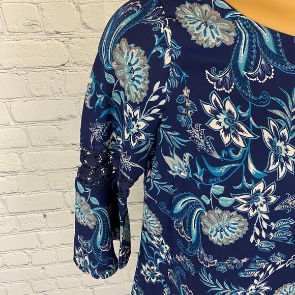 Luxology Blue Boho Floral  Paisley  Shift  Dress - Picture 2 of 8